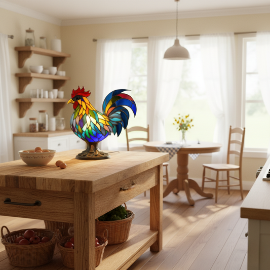 公雞|彩色玻璃燈