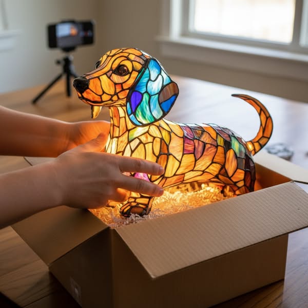 臘腸犬|彩色玻璃燈