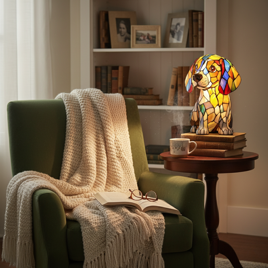 比高犬｜彩色玻璃燈
