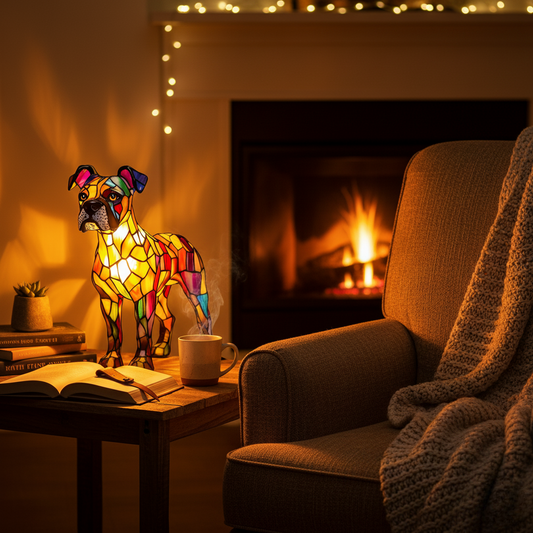 拳師犬｜彩色玻璃燈
