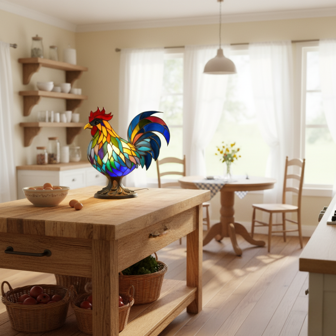 公雞｜彩色玻璃燈