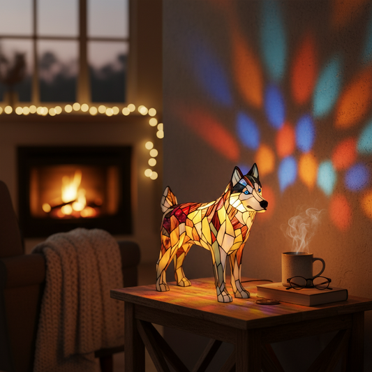 哈士奇｜彩色玻璃燈