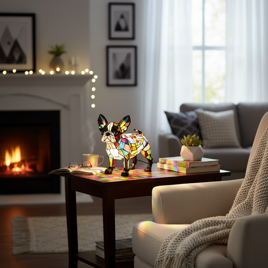 法國鬥牛犬｜彩色玻璃燈