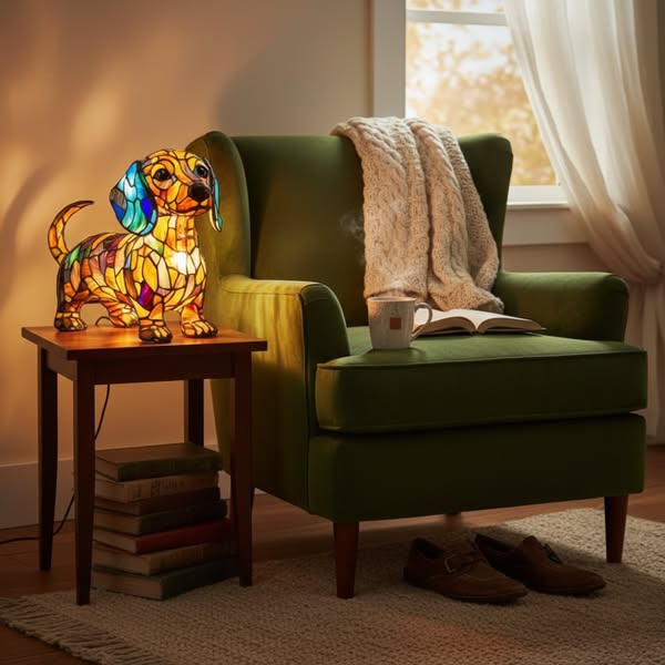 臘腸犬｜彩色玻璃燈