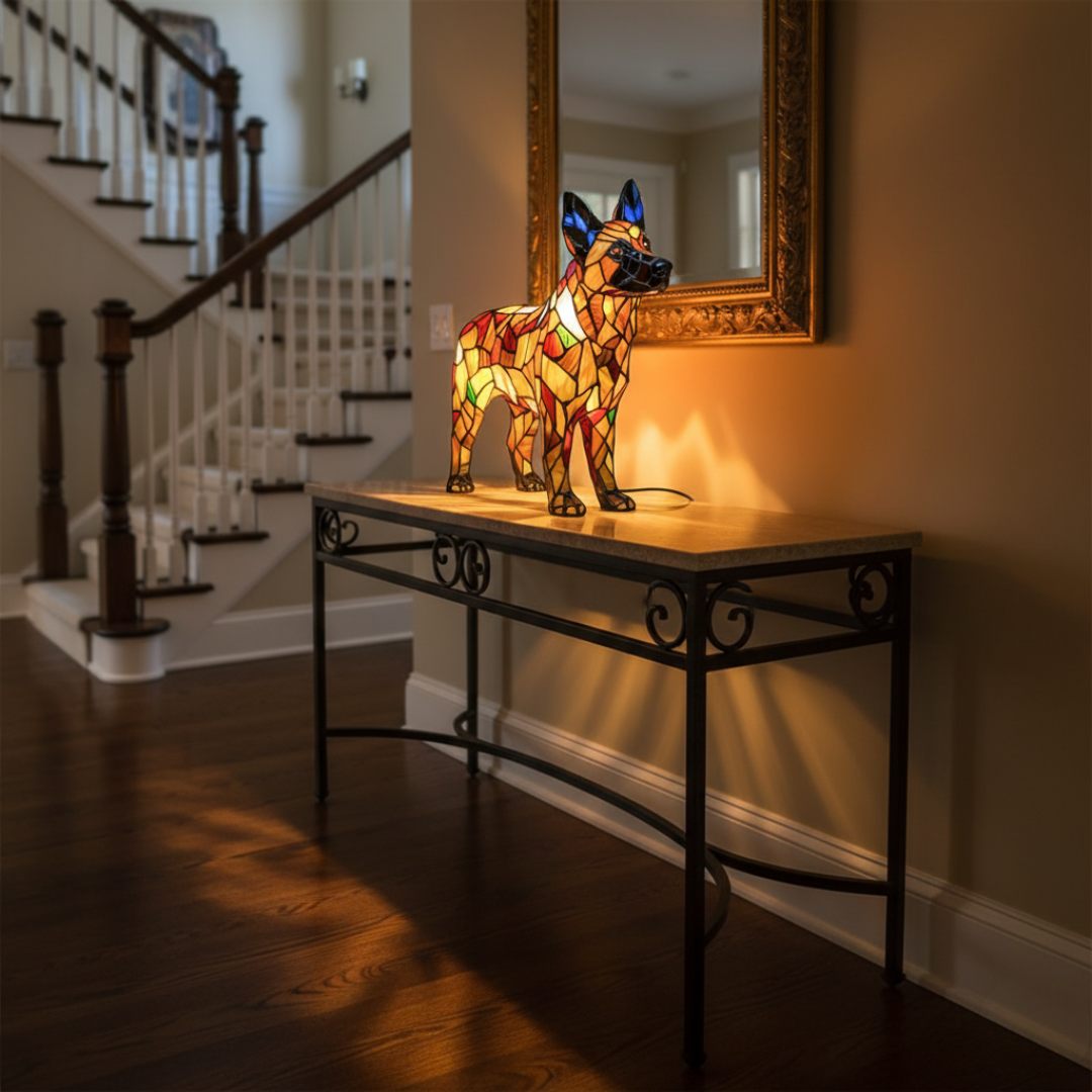 德國牧羊犬｜彩色玻璃燈